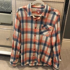 Men’s True Religion orange & blue checkered shirt